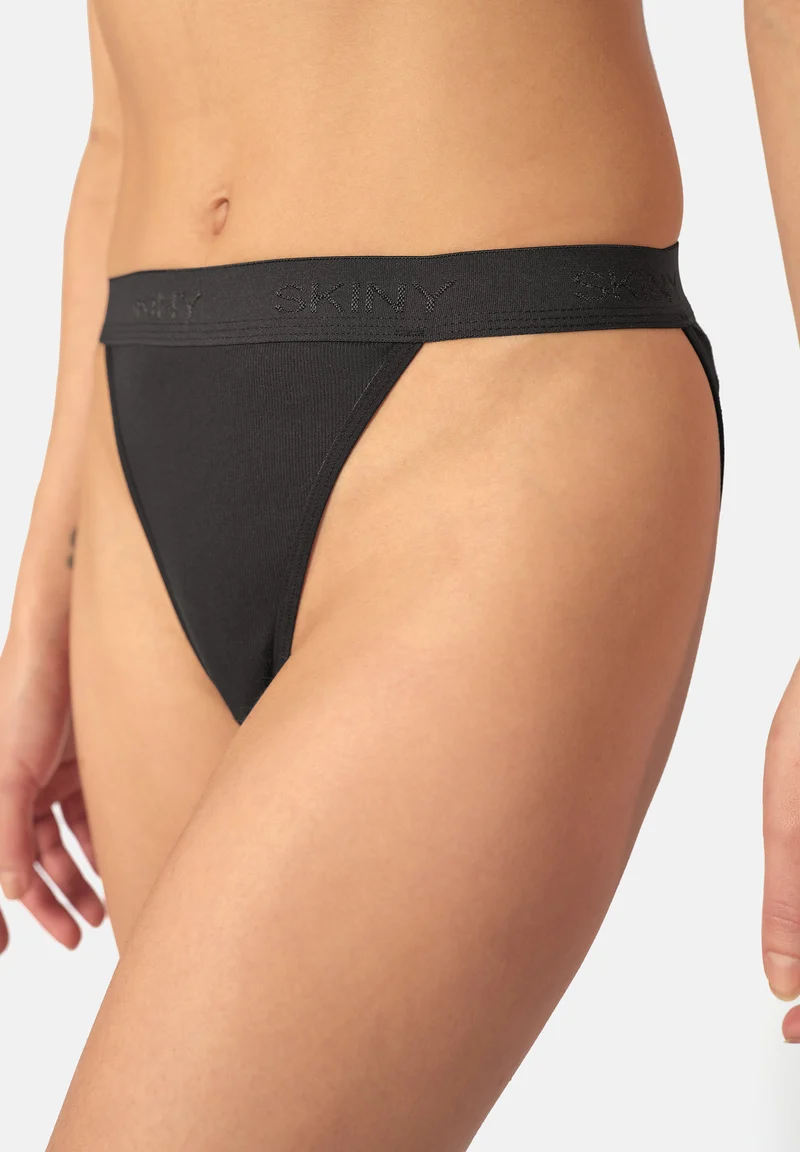 Cotton Rib Tanga briefs 2 pack | black 080787-087662