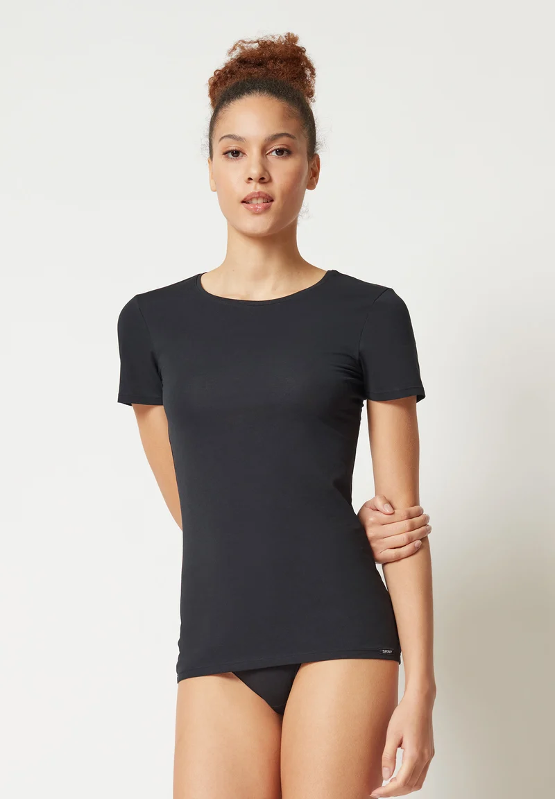 SKINY ADVANTAGE Cotton Stretch Shirt short sleeve | black 080785-087662