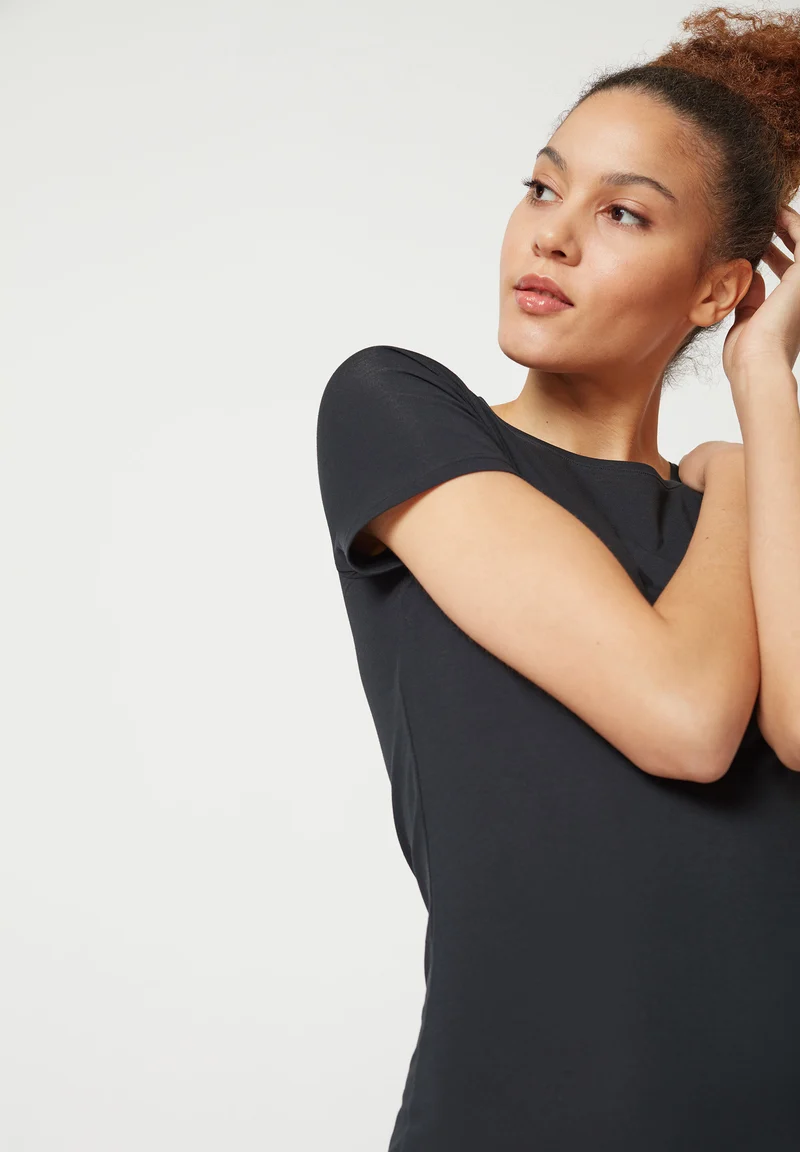 SKINY ADVANTAGE Cotton Stretch Shirt short sleeve | black 080785-087662