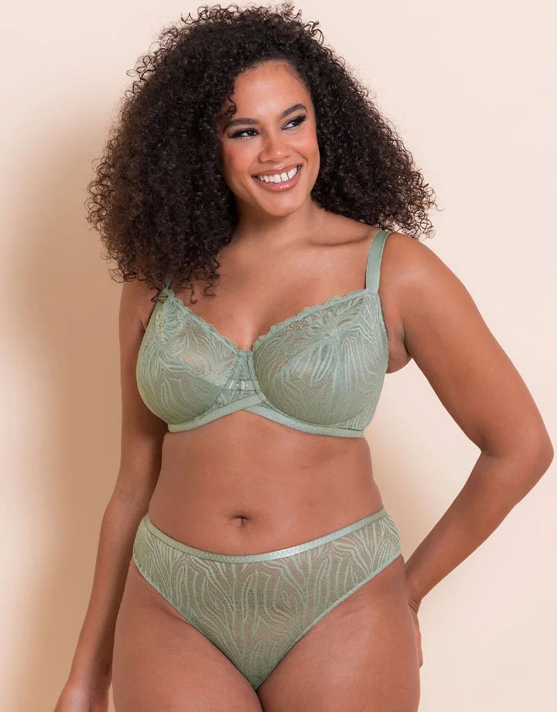 Curvy Kate Lace Daze Balcony Bra Sage Green