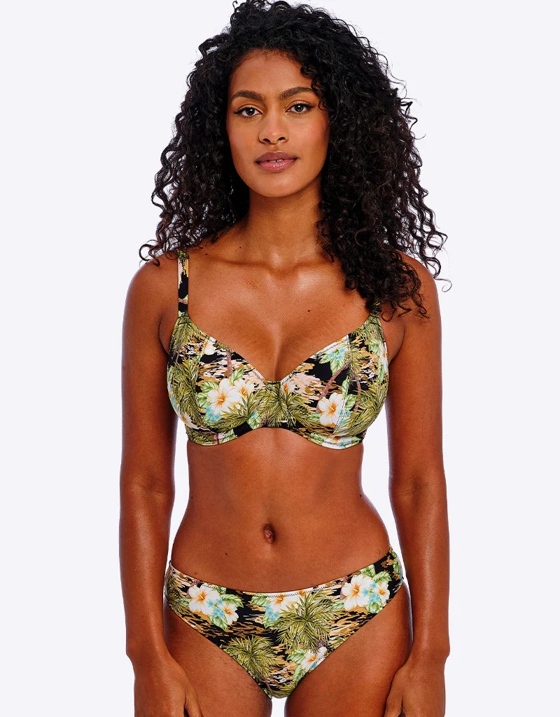 Freya Bahama Shores Plunge Bikini Top Black Print