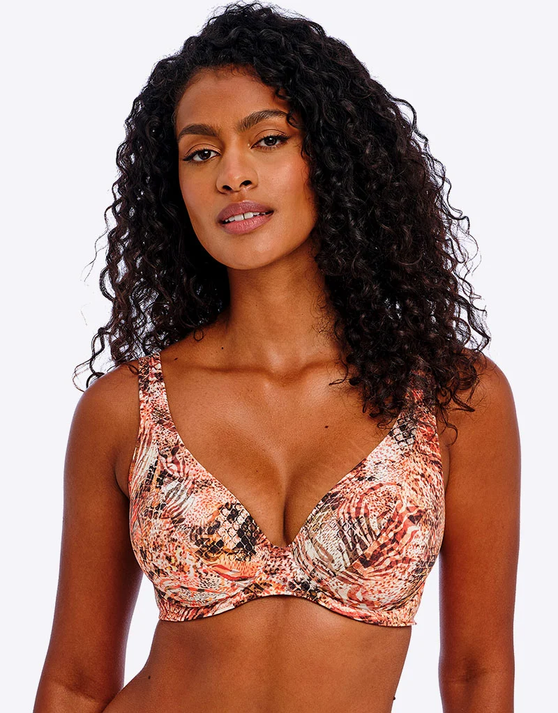 Freya Desert Cat High Apex Bikini Top Sunset Print