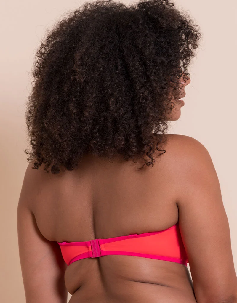 Curvy Kate Minimalist Bandeau Strapless Multiway Bikini Top Coral/Pink