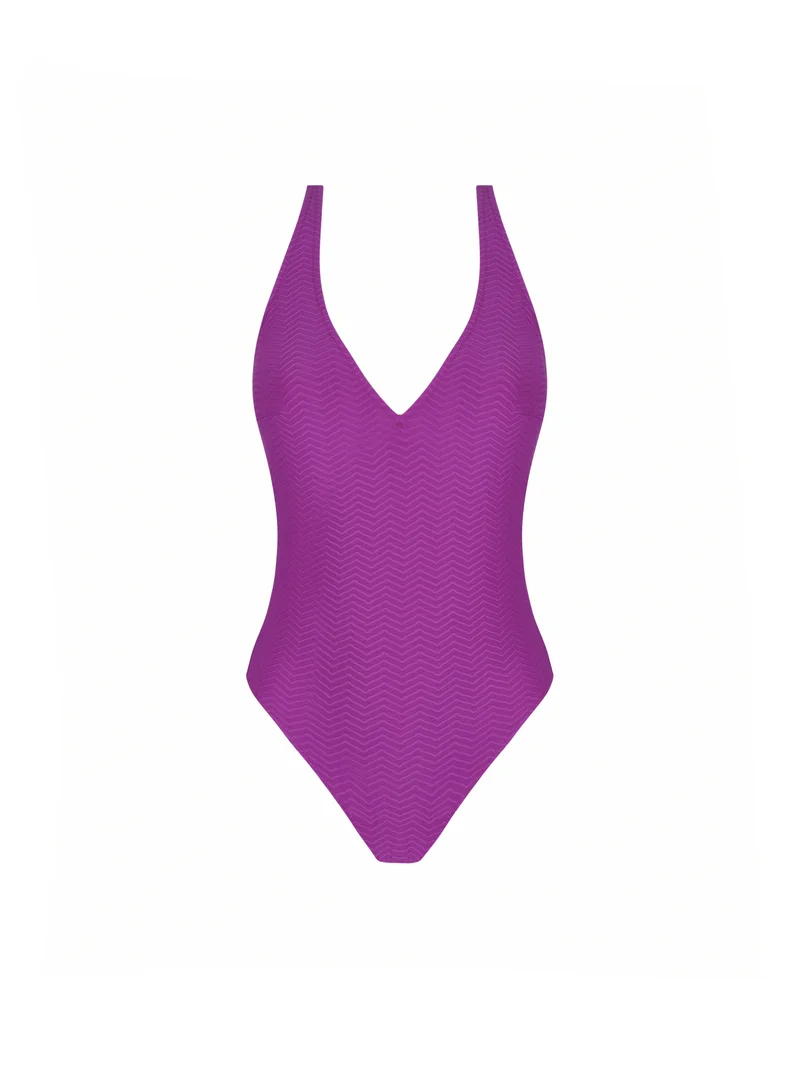 Antigel Swimwear von Lise Charmel - La Zigzag Crossed-Back Badeanzug Mauve