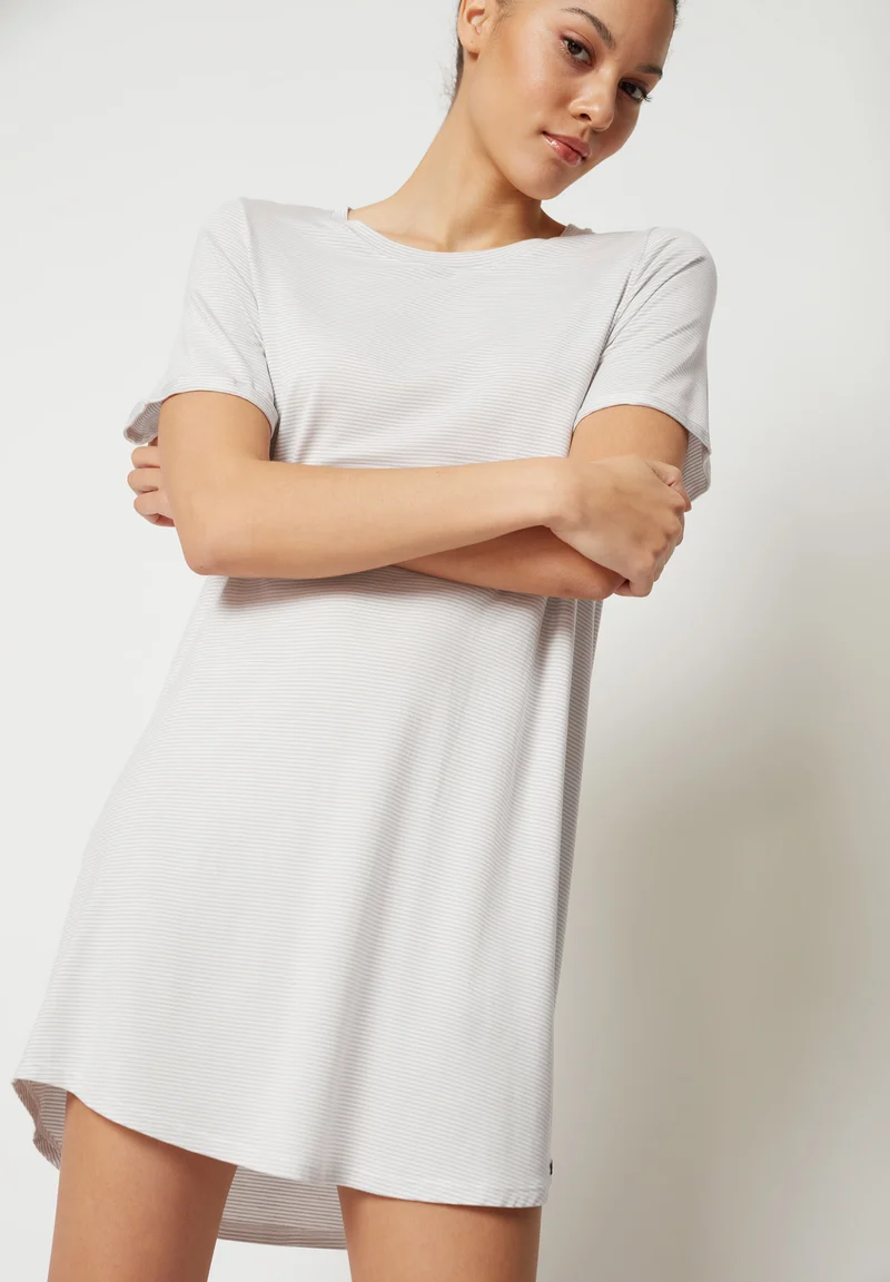 Night In Mix & Match Sleepshirt short sleeve | quietgrey stripes 080772-08S334