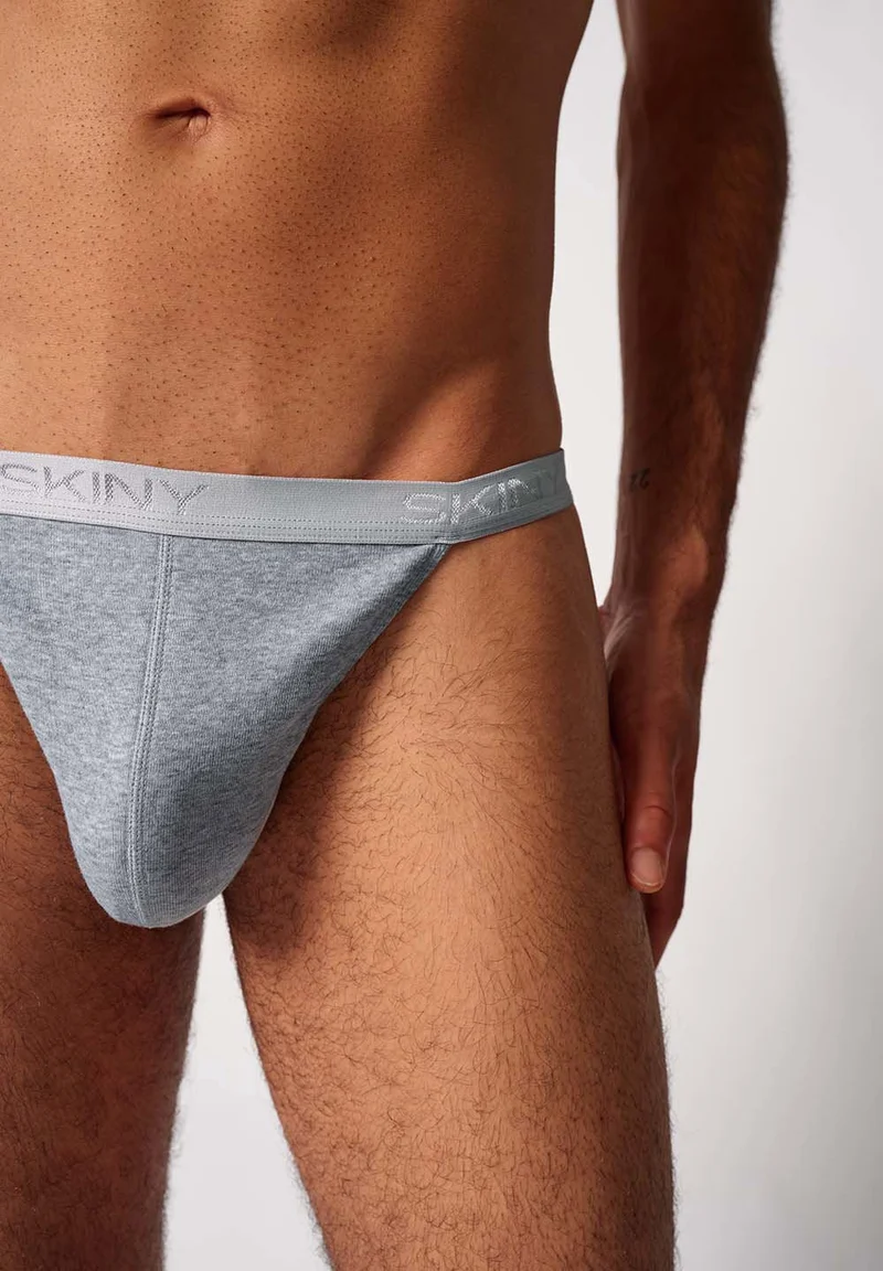 Cotton Rib Tanga briefs 2 pack | silver melange 080693-089523