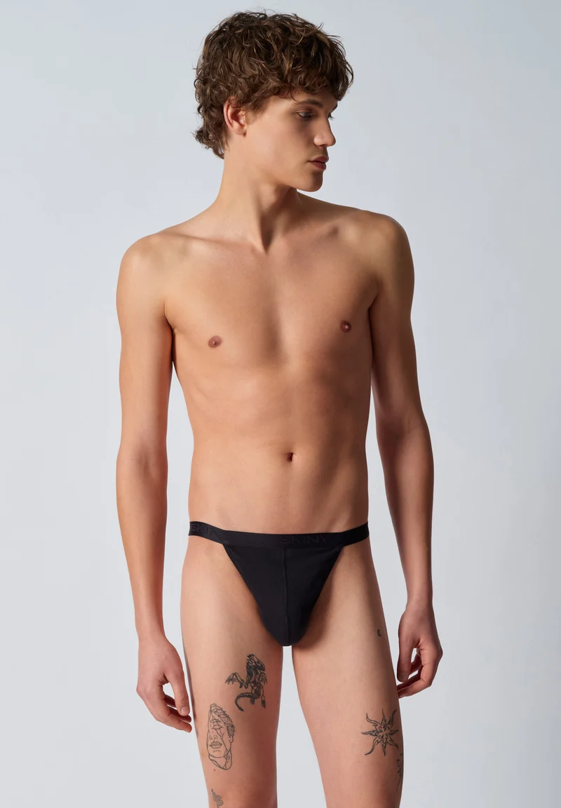 Cotton Rib Tanga briefs 2 pack | black 080693-087662