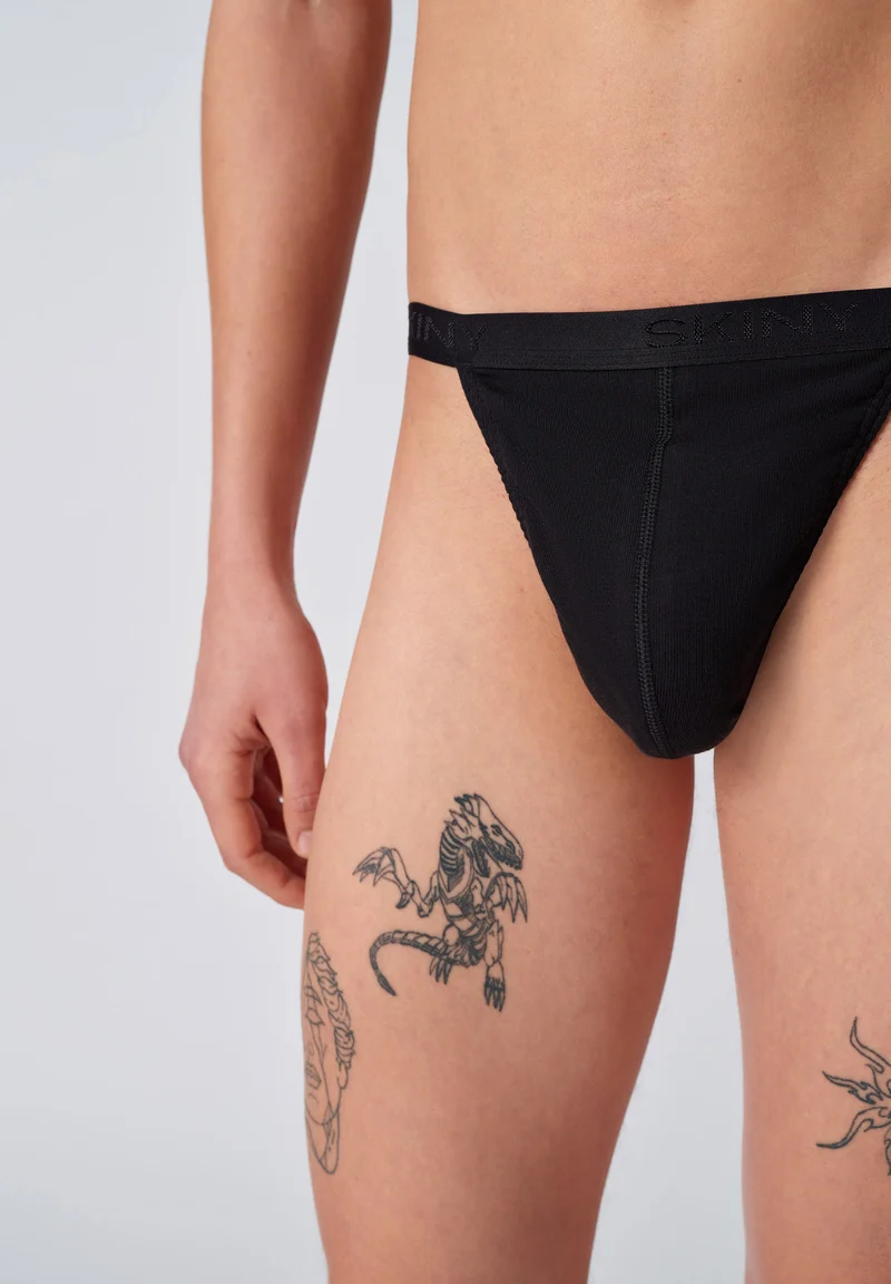 Cotton Rib Tanga briefs 2 pack | black 080693-087662