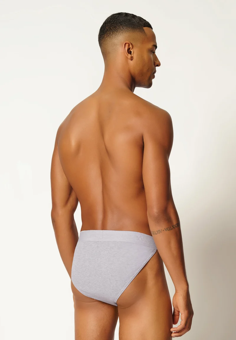 Cotton Retro Tanga briefs 2 pack | silver melange 080691-089523