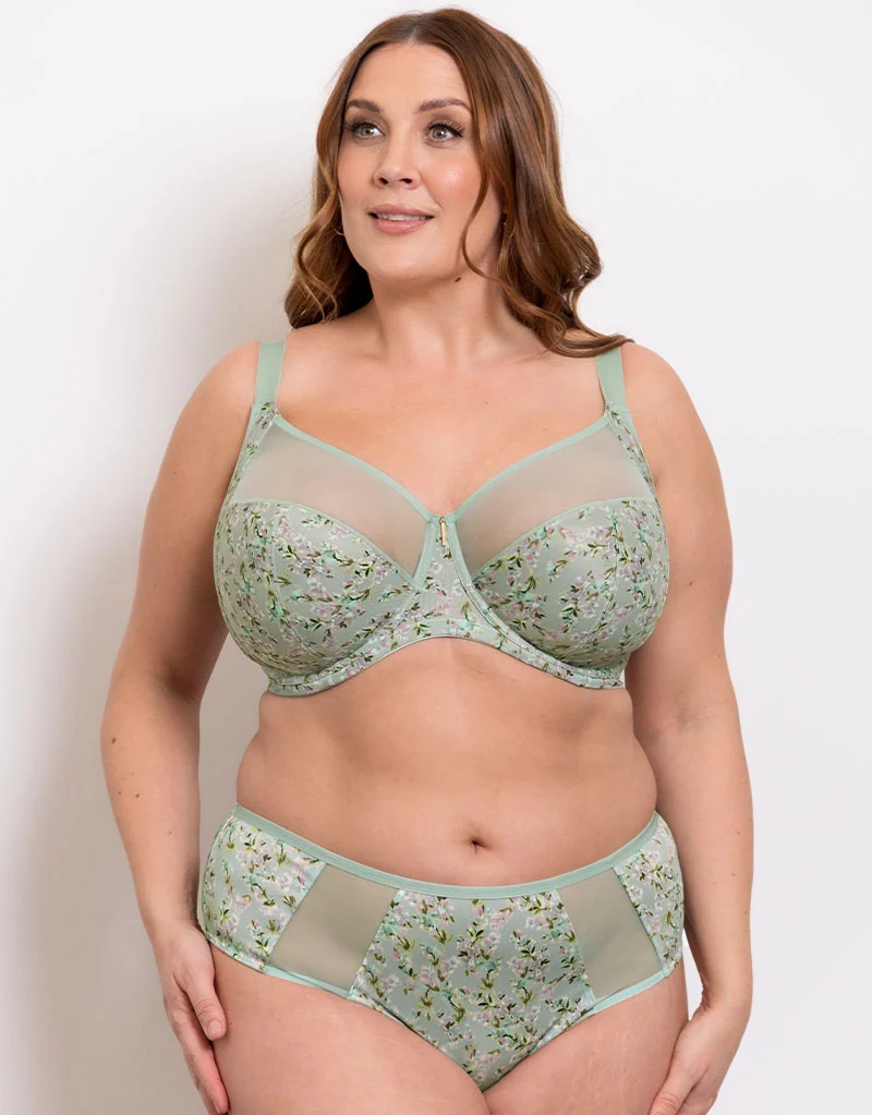 Adella Athena Aura Full Cup Side Support Bra Sage Green Print