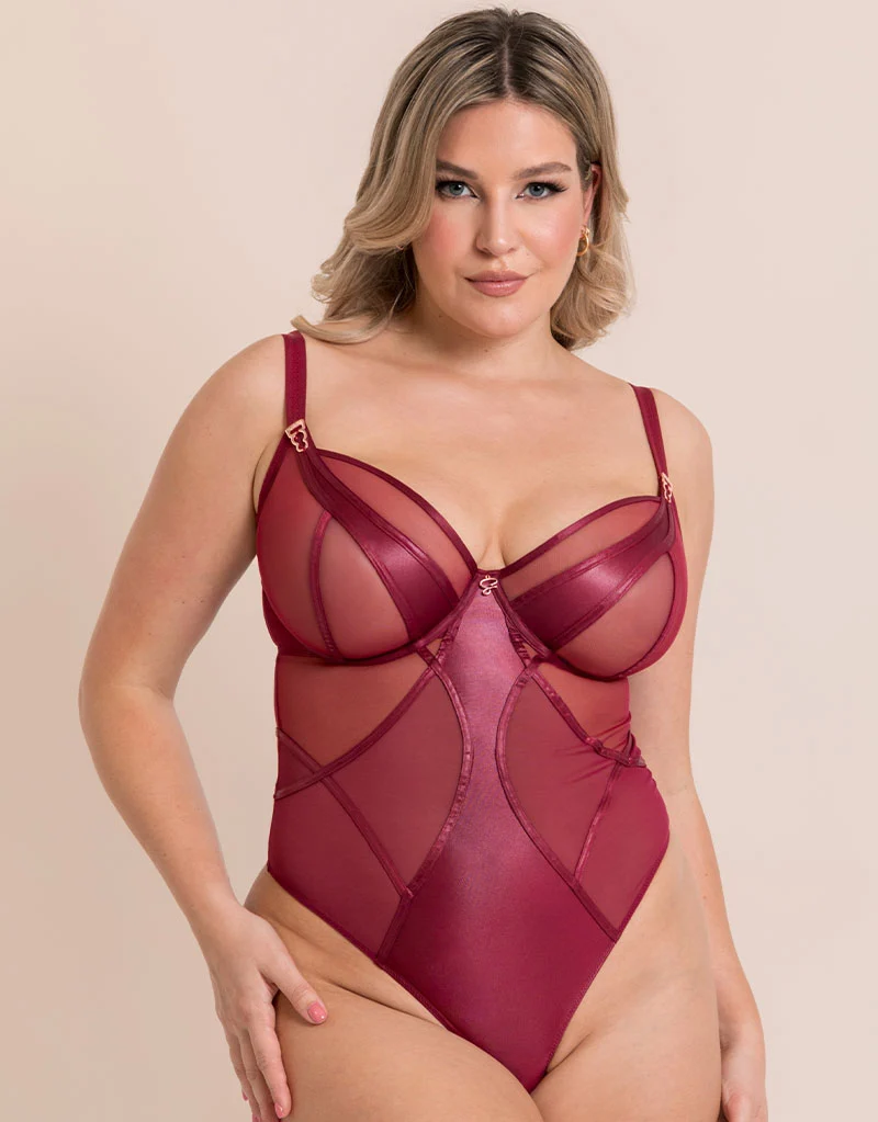 Scantilly Suspense Plunge Bodysuit Sangria
