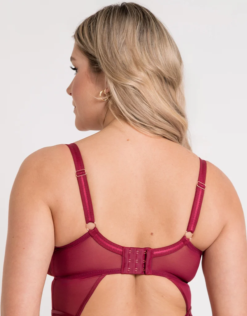Scantilly Suspense Plunge Bodysuit Sangria