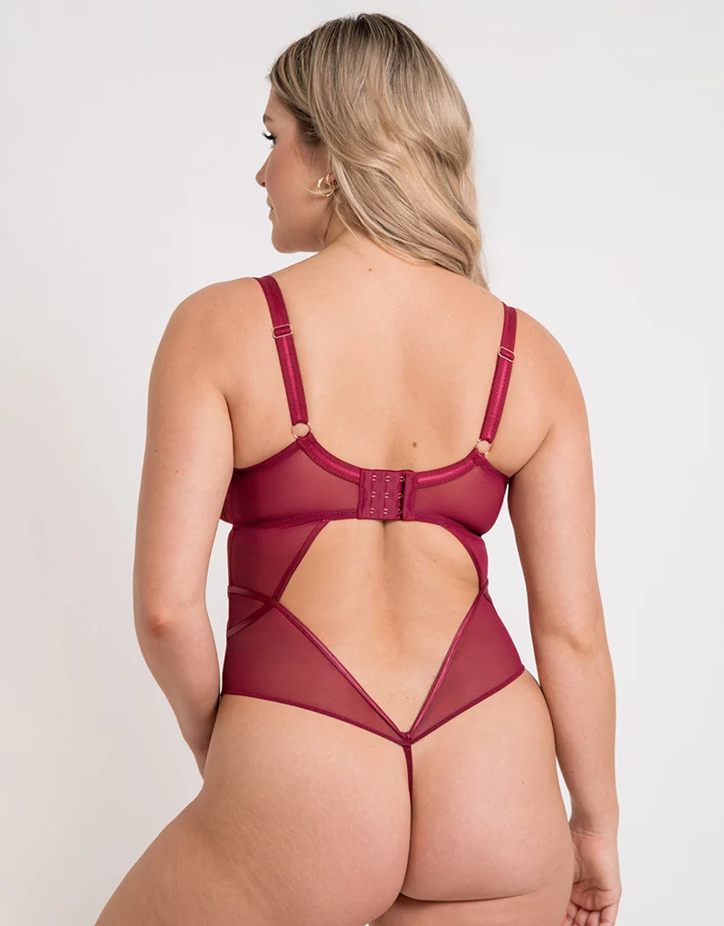 Scantilly Suspense Plunge Bodysuit Sangria