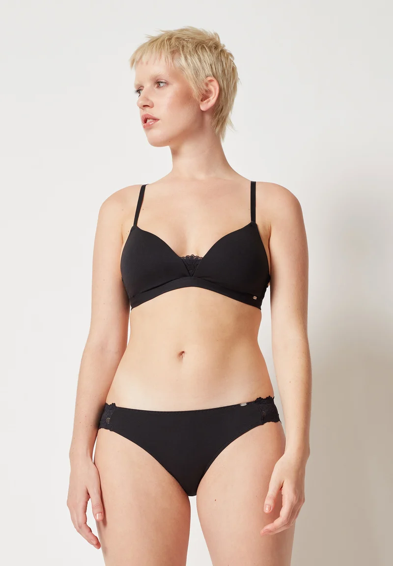 CottonLace Essentials Padded triangle bra | black 080599-087665