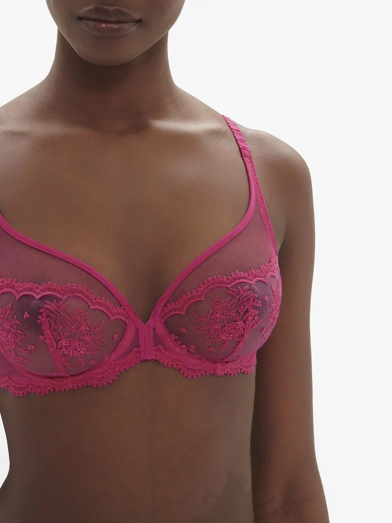 Simone Perele – Intrigue Sheer Plunge Bra Disco Pink