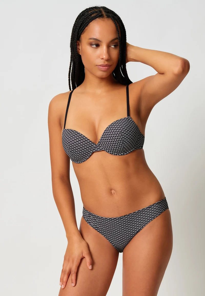 Maritimemotion Padded bikini top | blackivory grid 080441-08S983