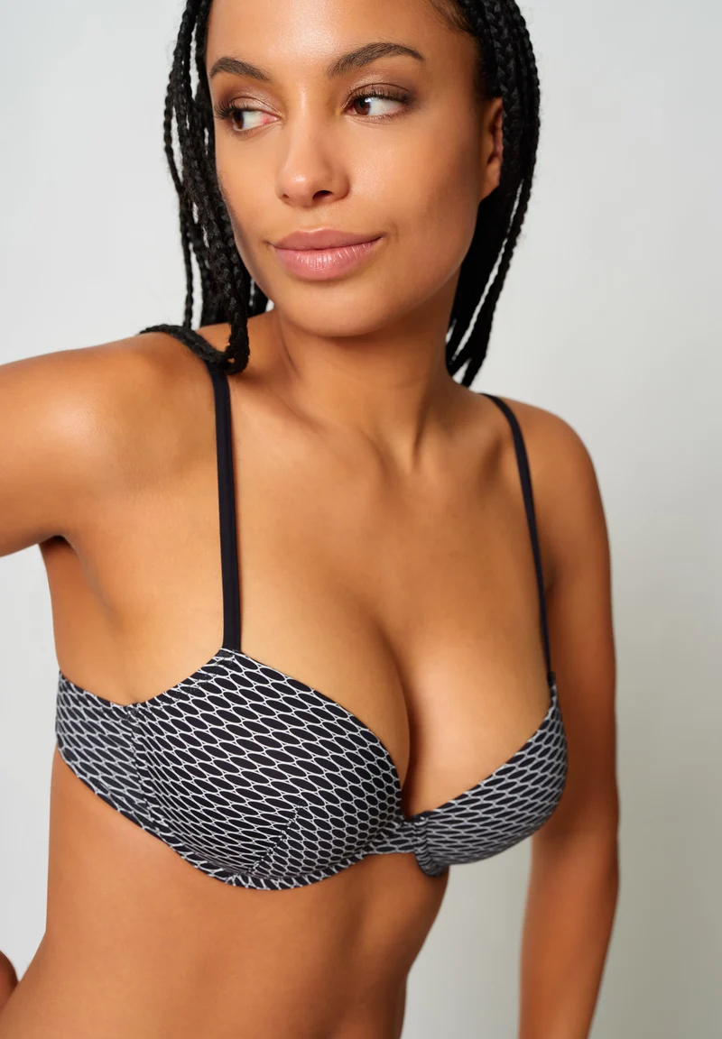 Maritimemotion Padded bikini top | blackivory grid 080441-08S983