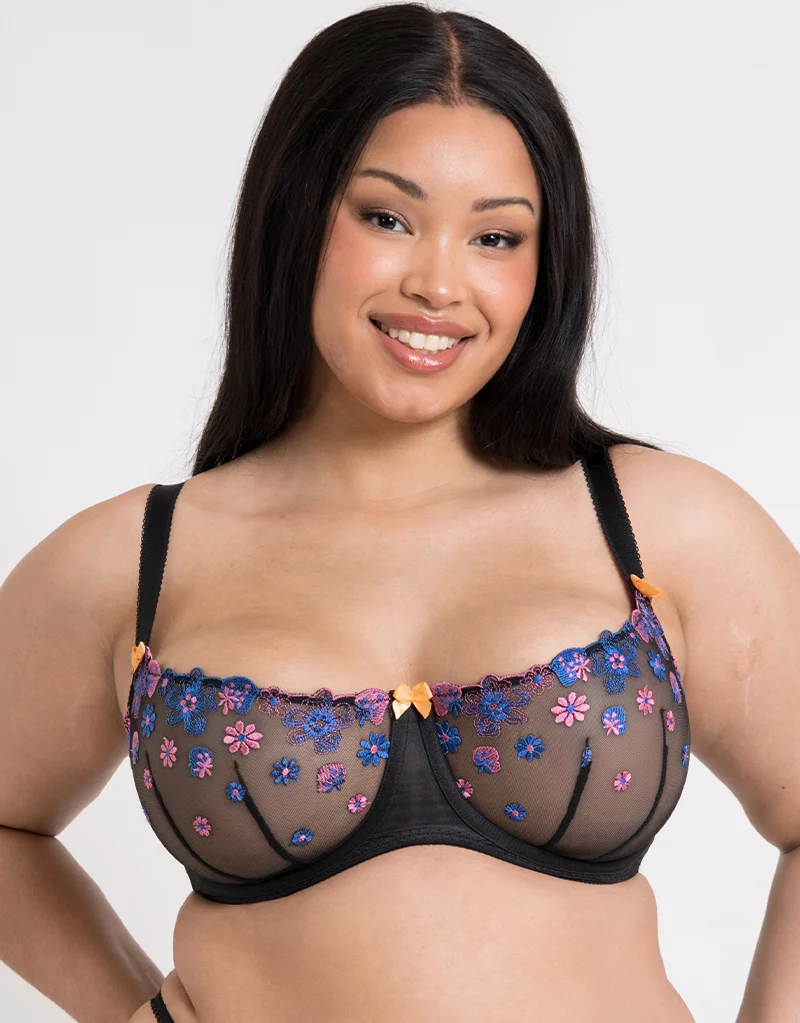 Curvy Kate Strawberry Crush Balcony Bra Black Multi