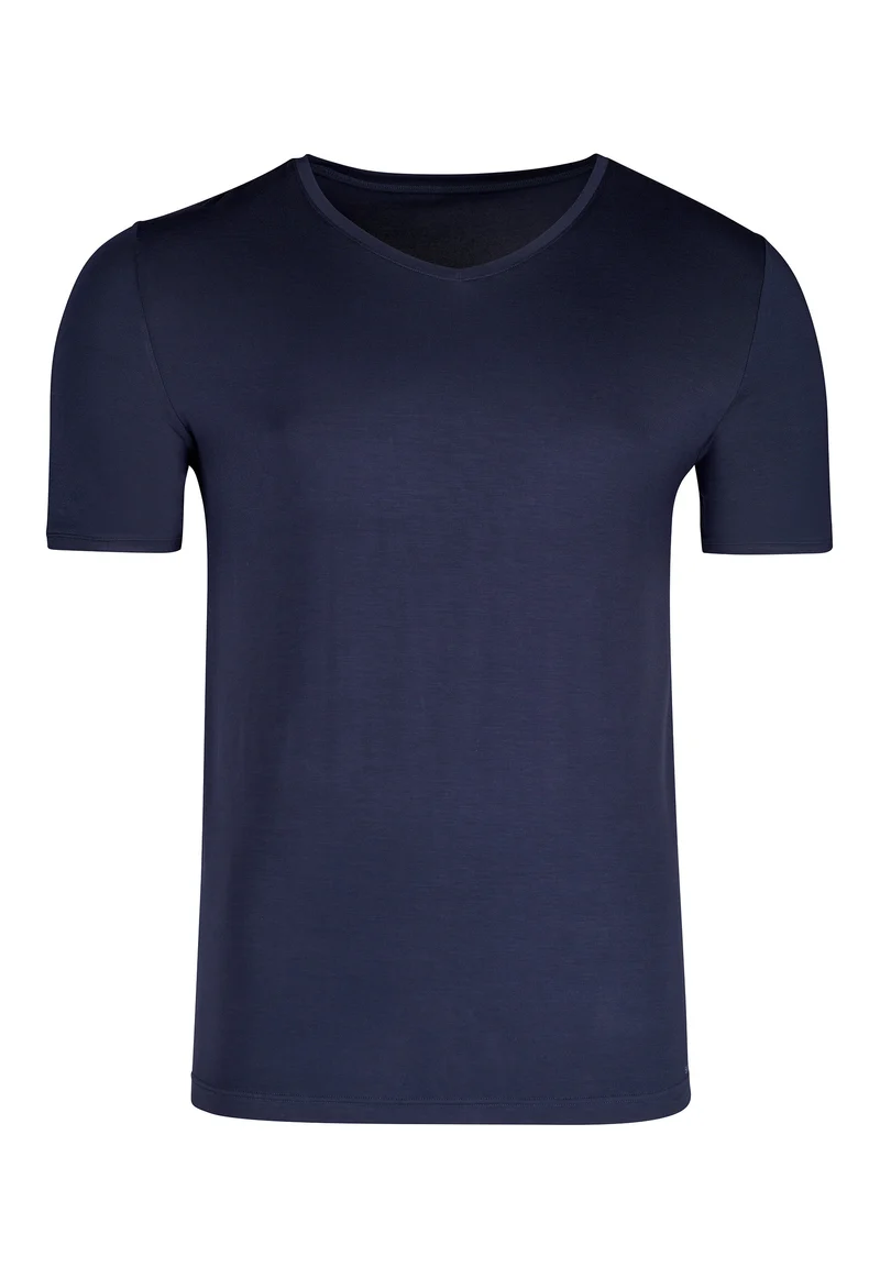 Bamboo Deluxe V-neck shirt short sleeve | crown blue 080317-080393