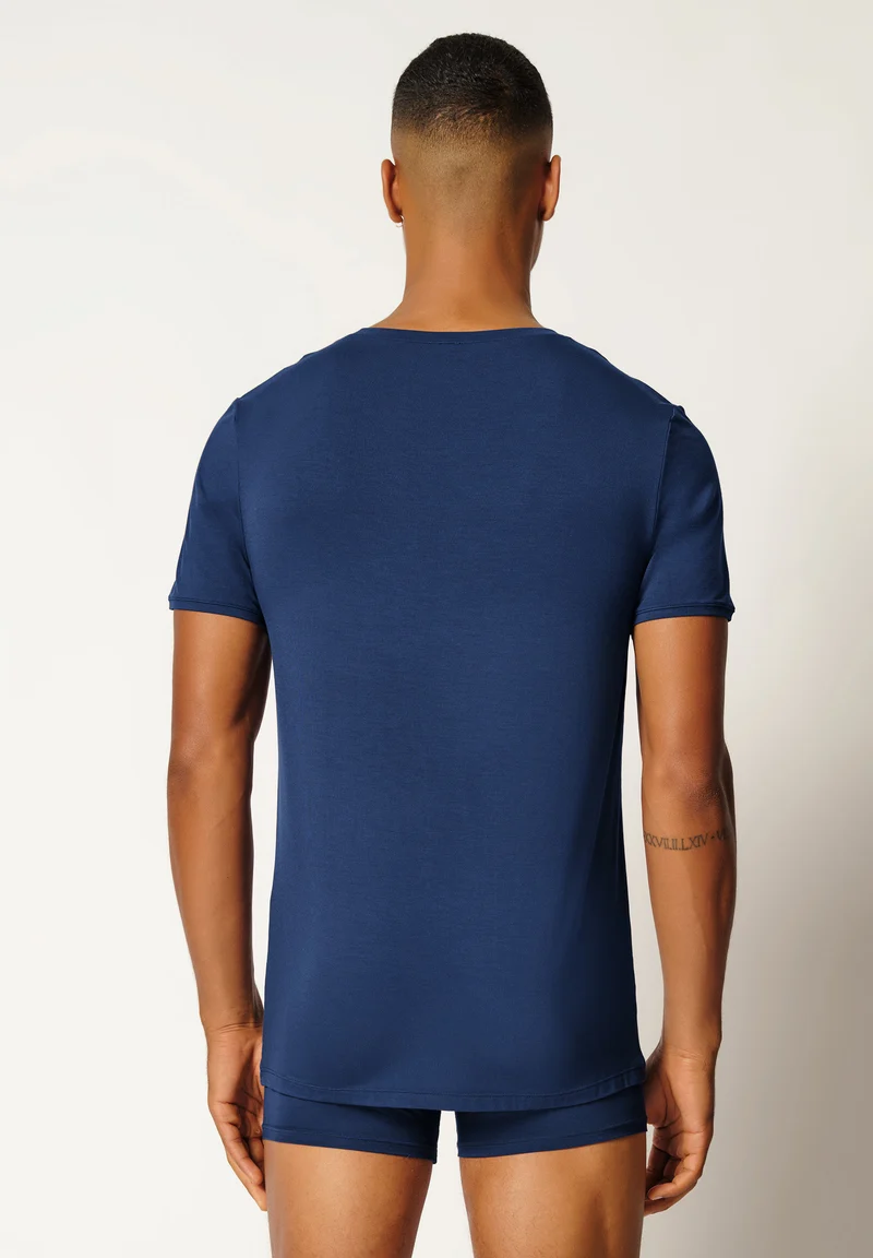 Bamboo Deluxe V-neck shirt short sleeve | crown blue 080317-080393