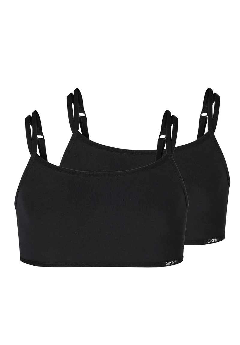 Cotton Essentials Girls crop top 2 pack | black 036401-087662