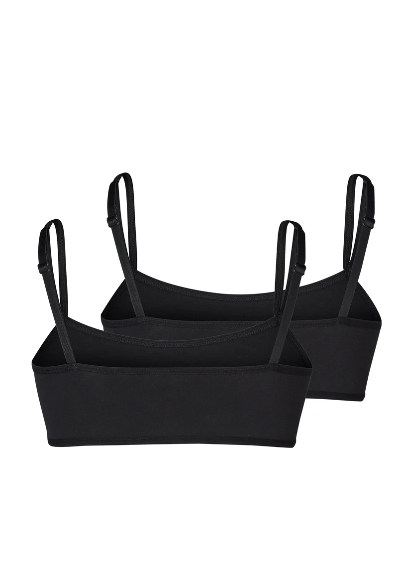 Cotton Essentials Girls crop top 2 pack | black 036401-087662