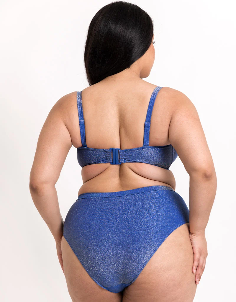 Curvy Kate Sapphire Seas Bandeau Bikini Top Blue Sparkle