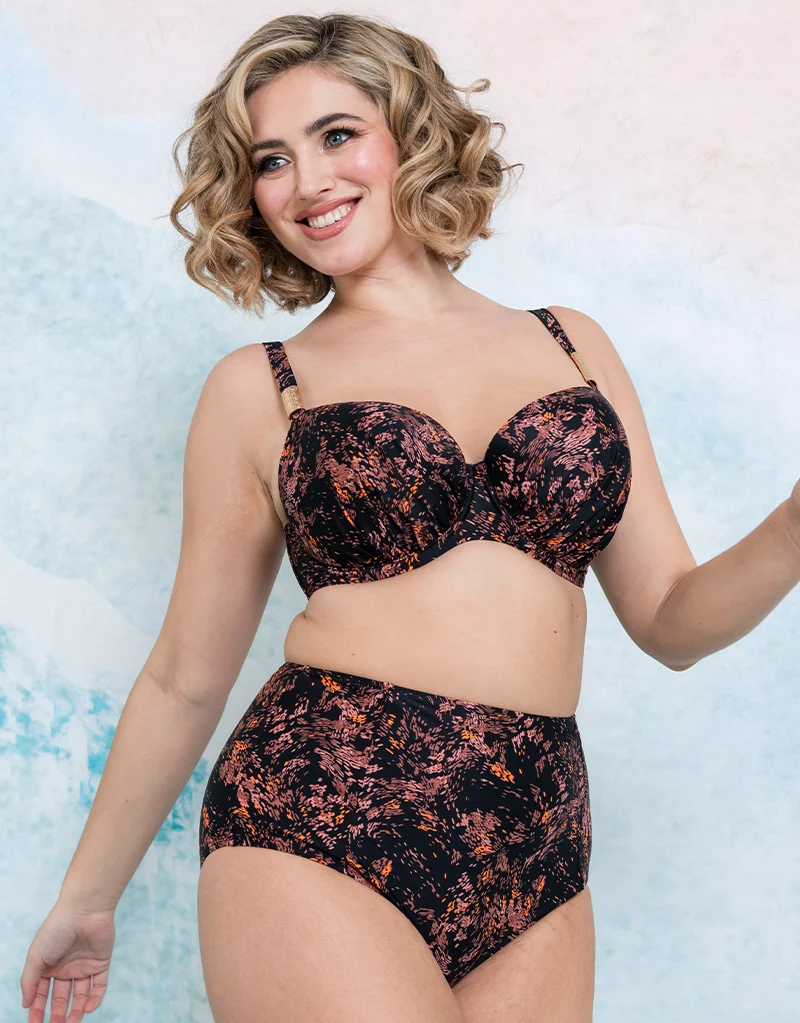 Flirtelle Maya Bay High Waist Bikini Brief Black Print