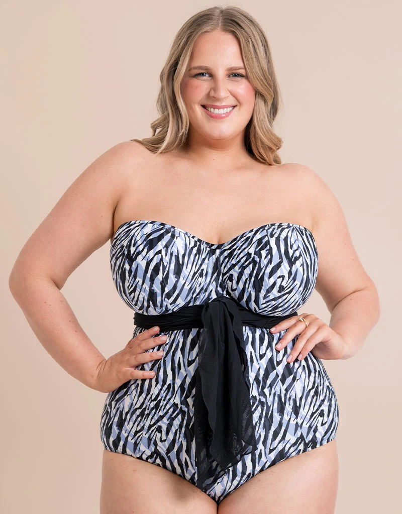 Curvy Kate Wrapsody Bandeau Strapless Multiway Swimsuit Zebra Print