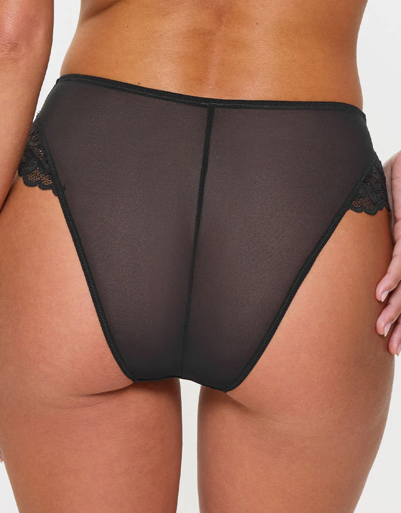 Ann Summers Sexy Lace High Waist Brazilian Brief Black
