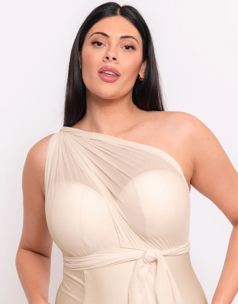 Curvy Kate Wrapsody Bandeau Strapless Multiway Swimsuit Oyster