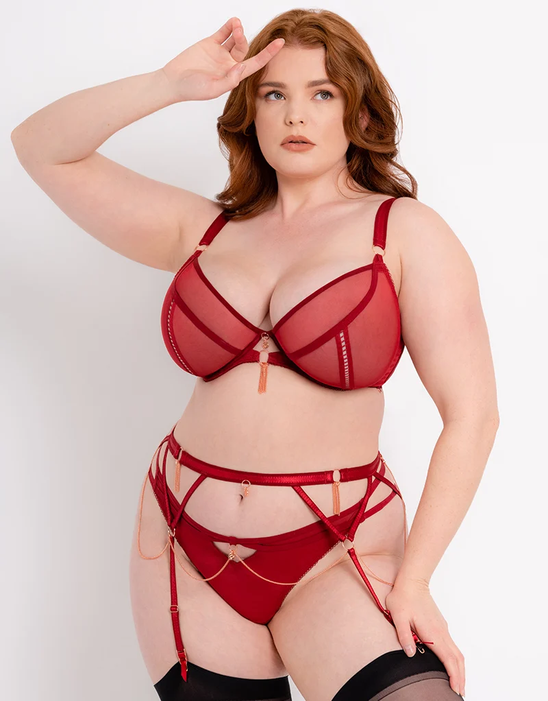 Scantilly Unchained Suspender Belt Deep Red