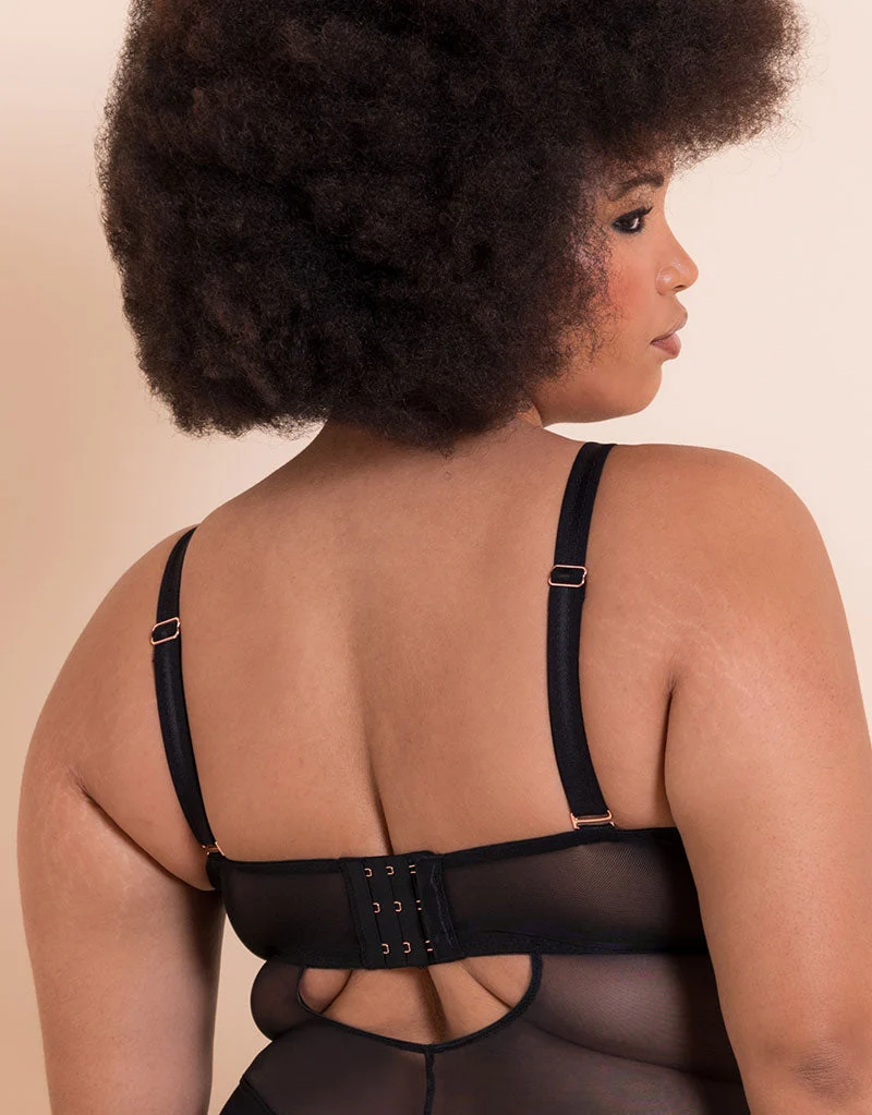 Scantilly Swerve High Neck Wired Bodysuit Black