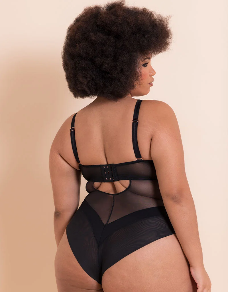 Scantilly Swerve High Neck Wired Bodysuit Black