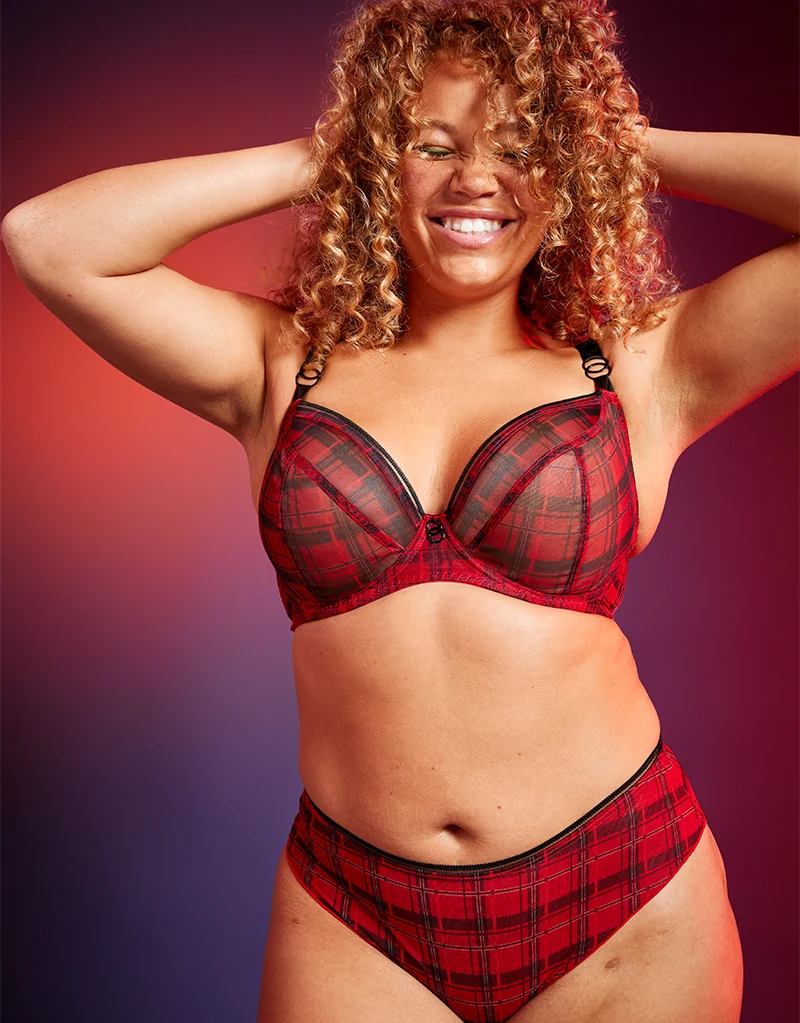 Curvy Kate Lifestyle Plunge Bra Check Print