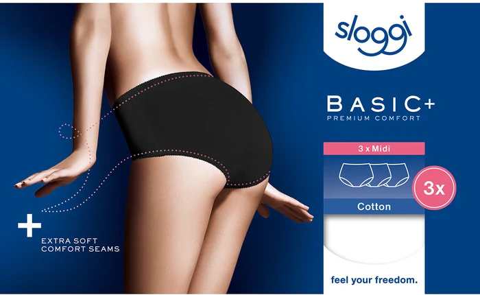 Sloggi Basic+ Midi 3er Pack black