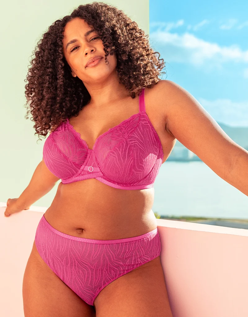Curvy Kate Lace Daze Balcony Bra Lipstick Pink