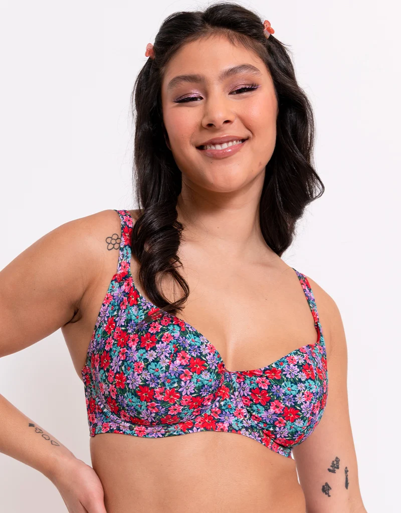 Curvy Kate Kitsch Kate Multiway Balcony Bikini Top Floral Print