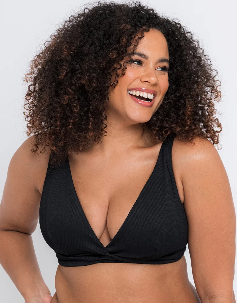 Curvy Kate Twist and Shout Non Wired Triangle Bikini Top Black