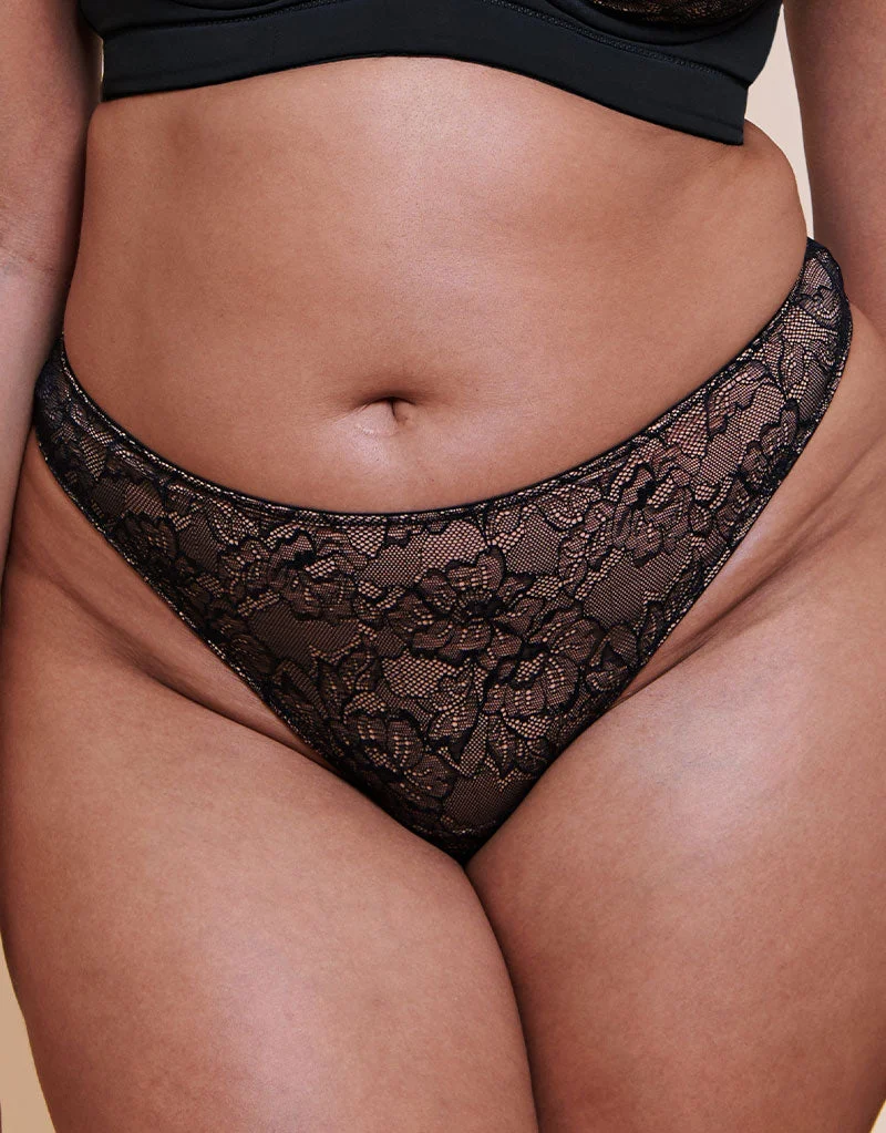 Curvy Kate Hey Girls Thong Black/Latte