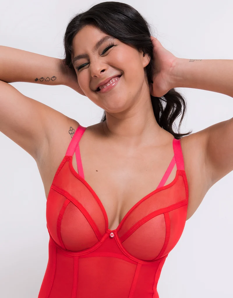 Curvy Kate Elementary Plunge Bodysuit Red/Pink