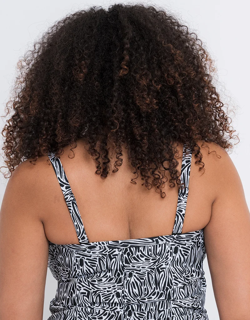 Curvy Kate Sundown Plunge Tankini Multiway Top Black Print
