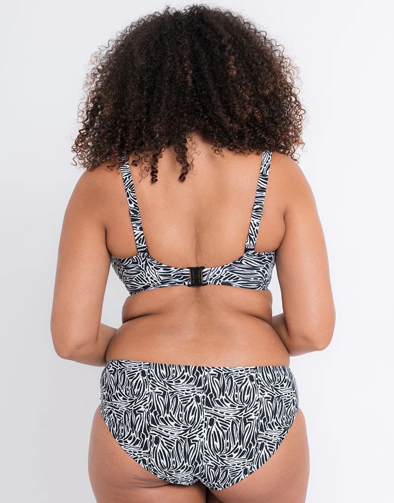 Curvy Kate Sundown Padded Balcony Bikini Multiway Top Black Print