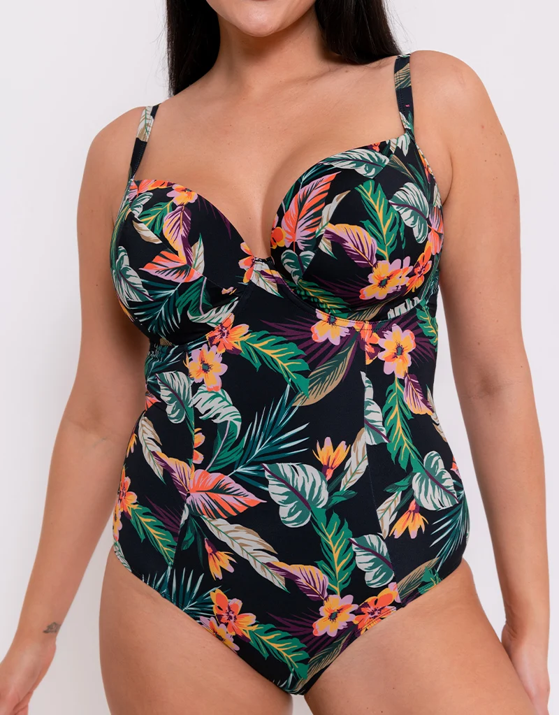 Curvy Kate Cuba Libre Padded Plunge Swimsuit Print Mix
