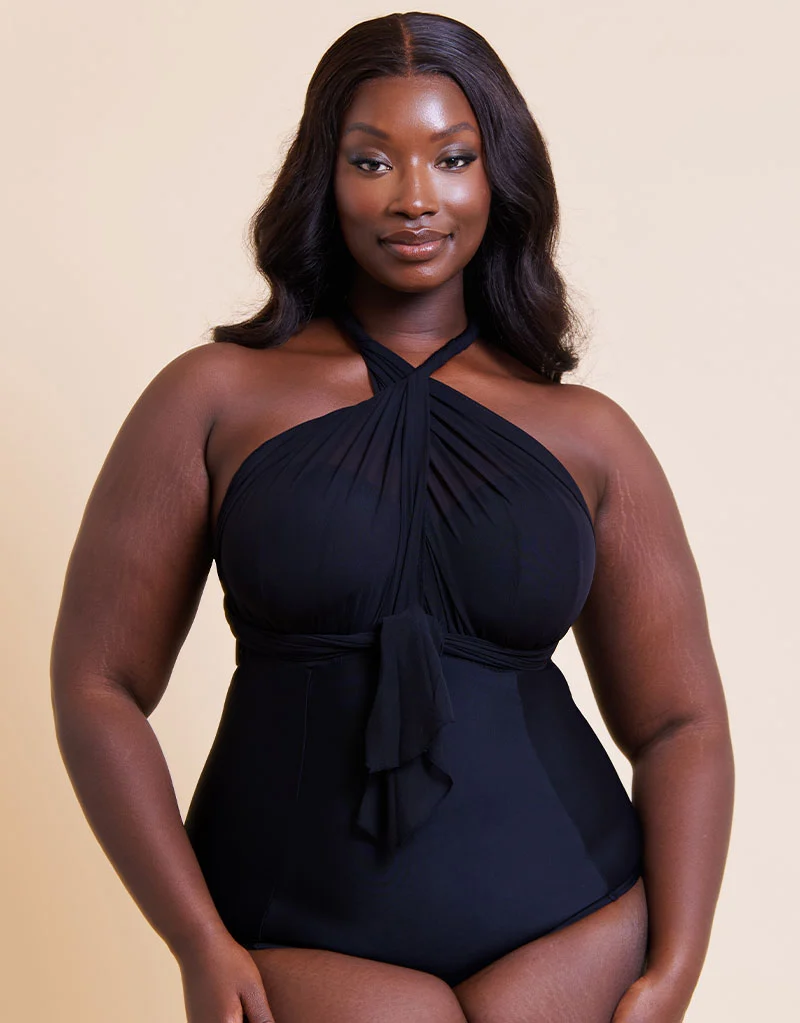 Curvy Kate Wrapsody Bandeau Strapless Multiway Swimsuit Black