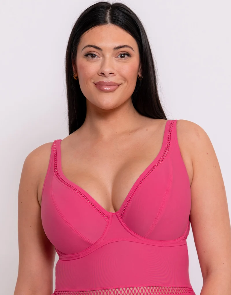 Curvy Kate First Class Multiway Plunge Swimsuit Pink