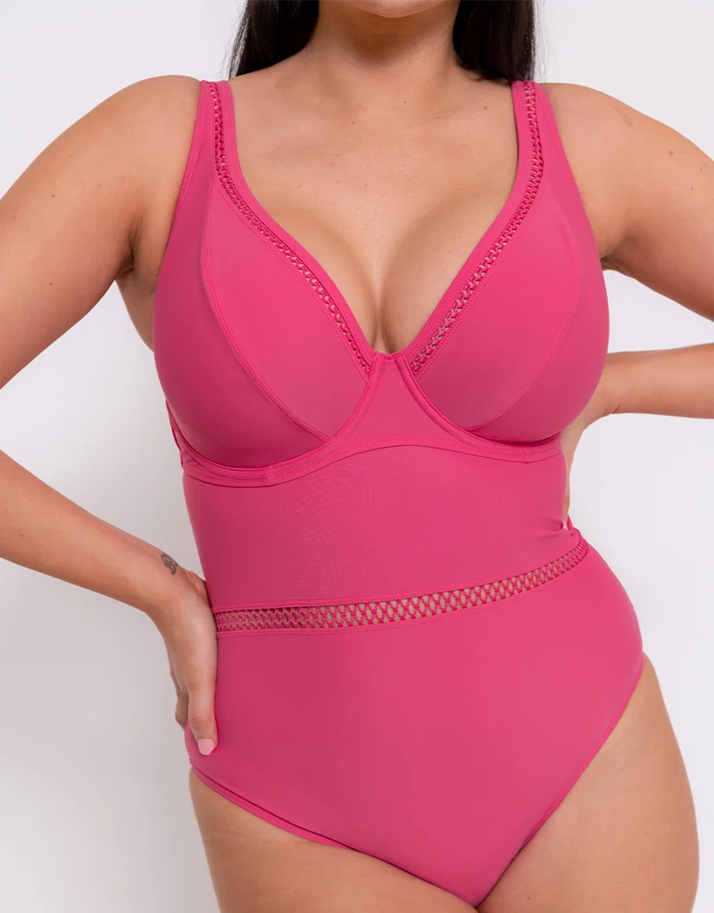 Curvy Kate First Class Multiway Plunge Swimsuit Pink