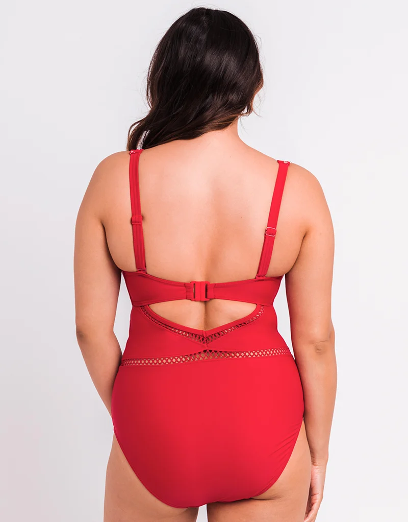 Curvy Kate First Class Multiway Plunge Swimsuit Red
