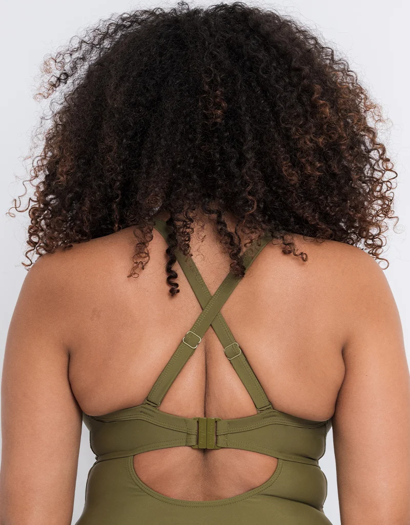 Curvy Kate Retro Sun Padded Plunge Swimsuit Olive