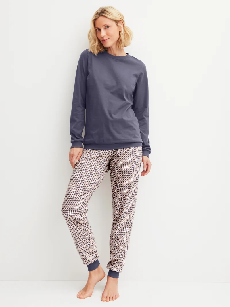 DAMEN Pyjama mit Bündchen